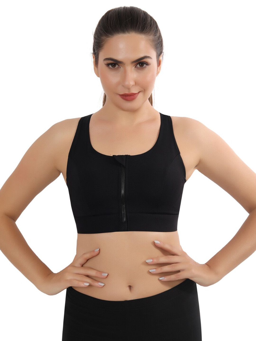 Bella Voste Full Coverage Lightly Padded 4-Way Stretch Workout Bra- Side Shaper