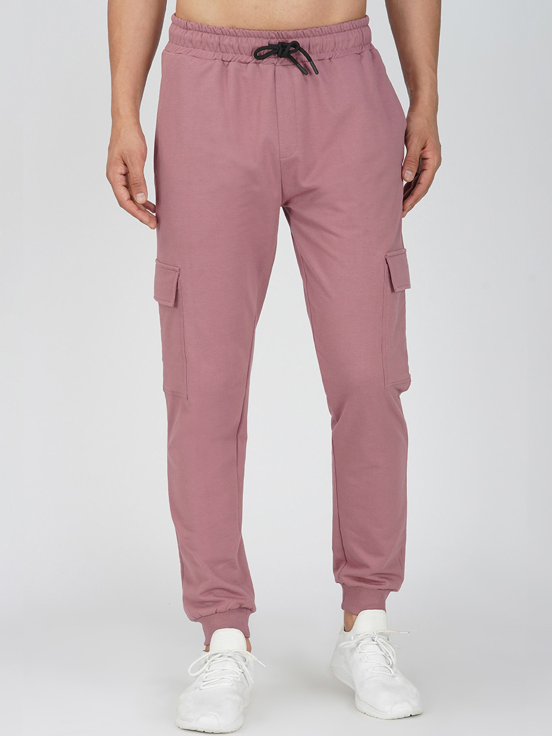 Crazymonk Men Cotton Mid Rise Cargo Joggers