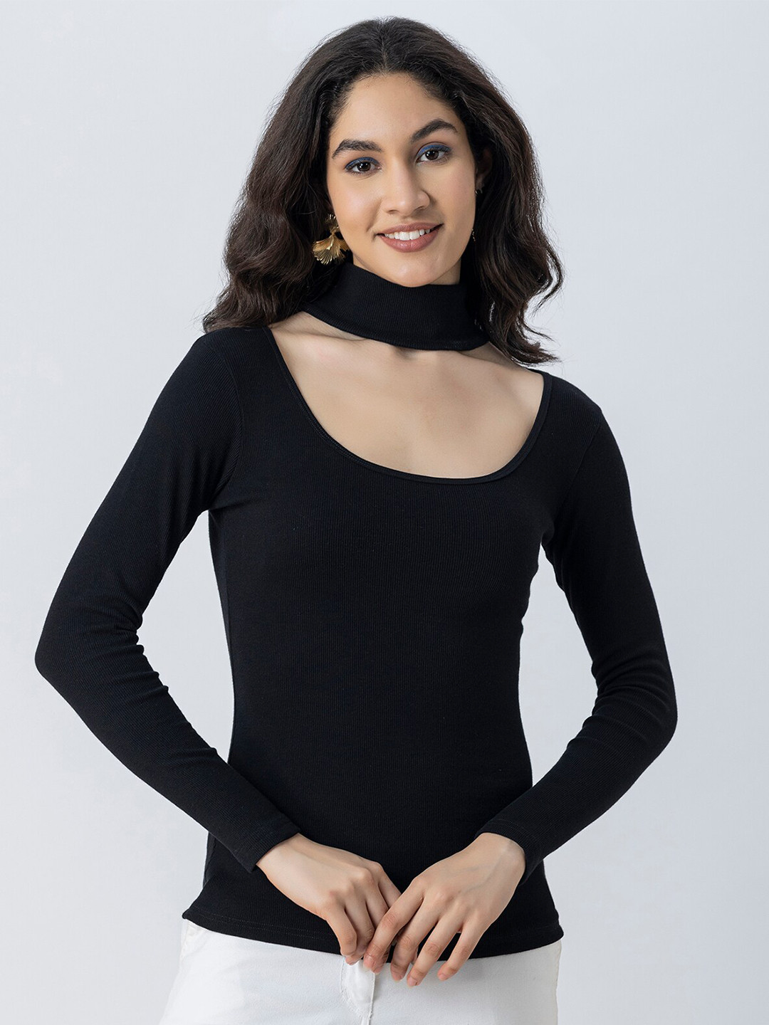 Moomaya Choker Neck Fitted Top