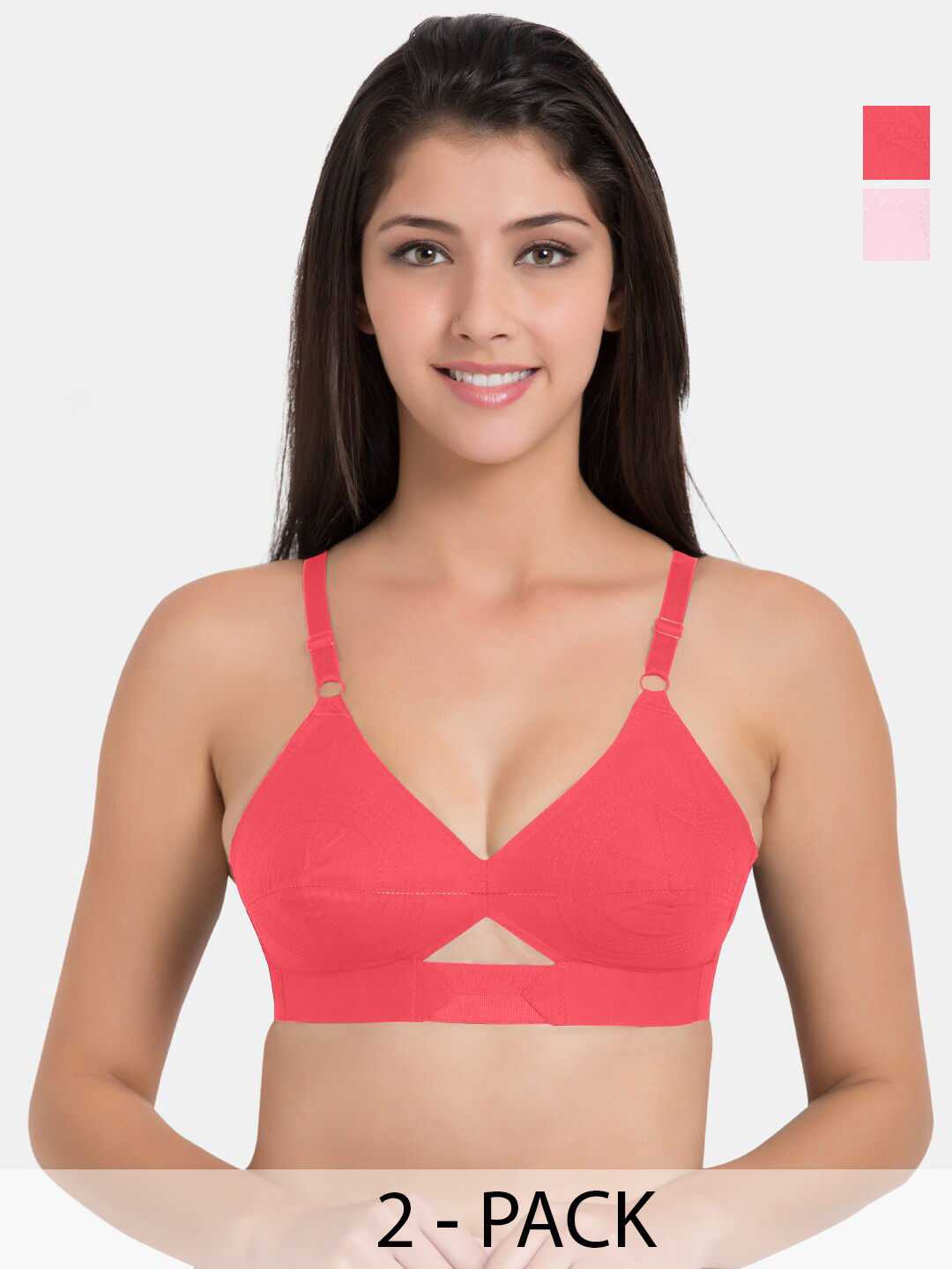 Centra Pack Of 2 Pure Cotton Minimizer Bra Full Coverage All Day Comfort Non Padded