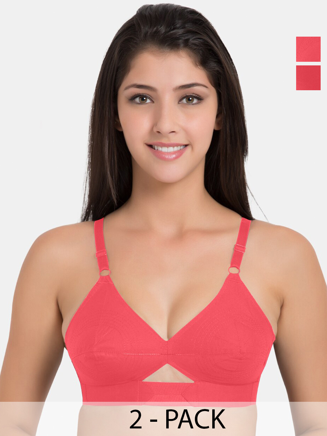 Centra Pack of 2 Centre-Fit Pure Cotton Non-Padded Wireless Minimiser Tshirt Bra