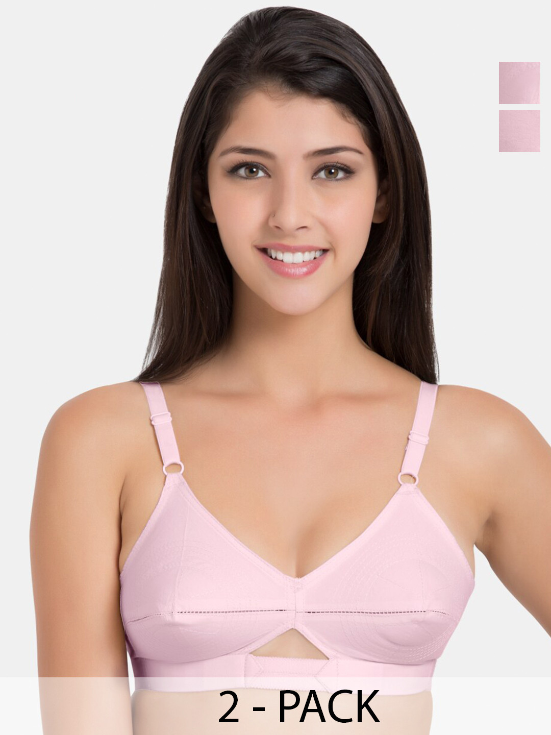 Centra Pack of 2 Centre-Fit Pure Cotton Non-Padded Wireless Minimiser Tshirt Bra