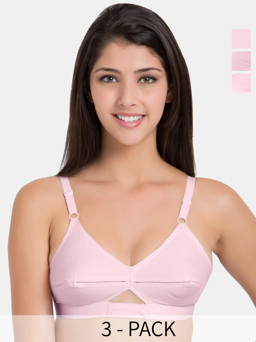 Centra Pack Of 3 Pure Cotton Minimizer Bra Full Coverage All Day Comfort Non Padded