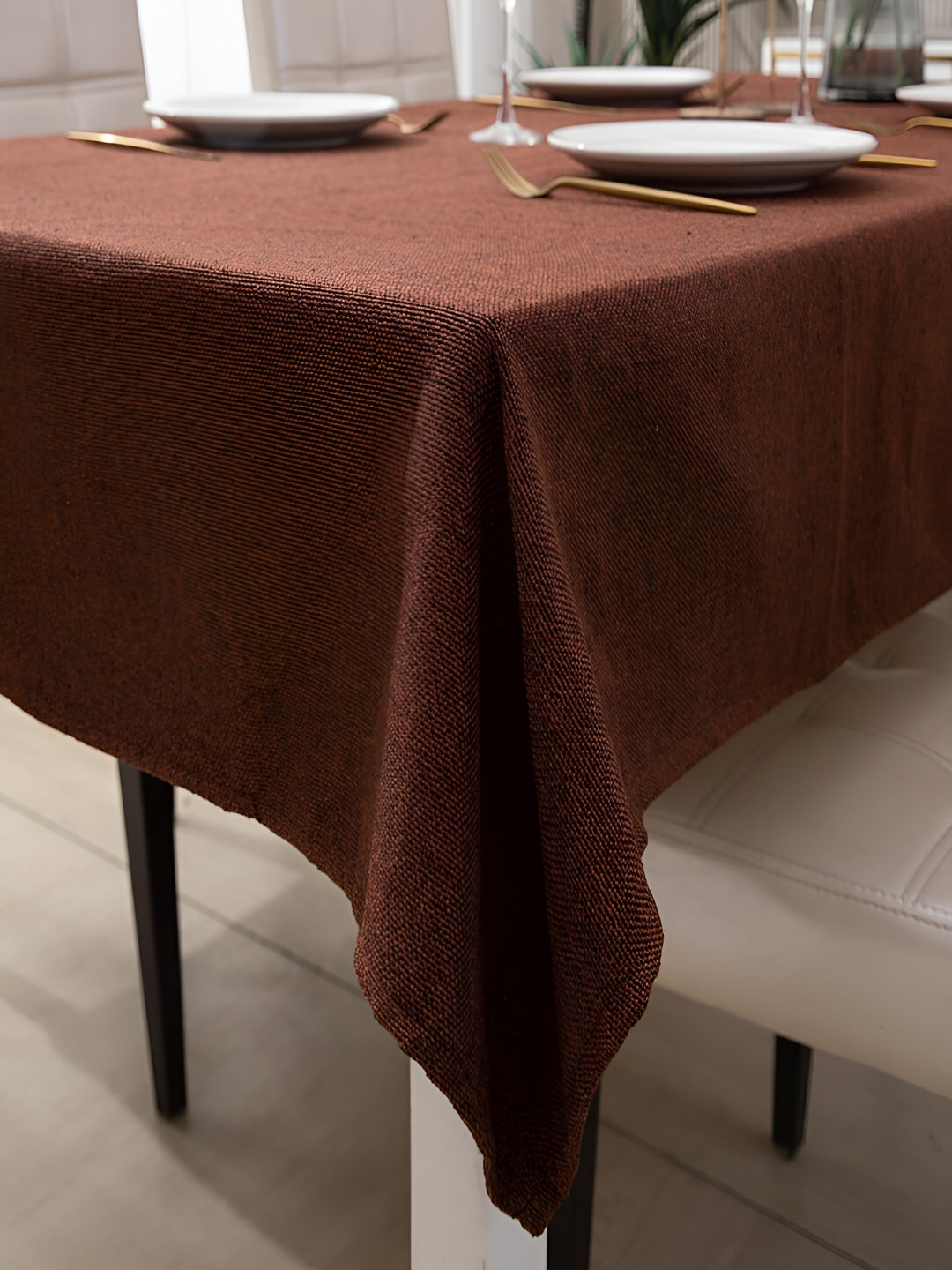 HOKIPO Brown 4 Seater Rectangular Table Cover