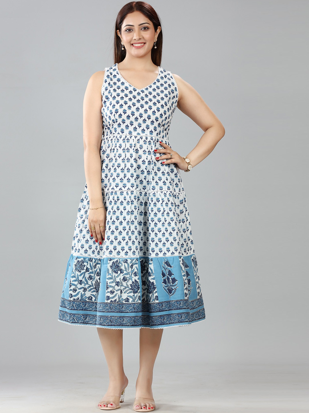 Buy COTTON CULTURE Floral Printed Cotton A Line Kurta Dresses