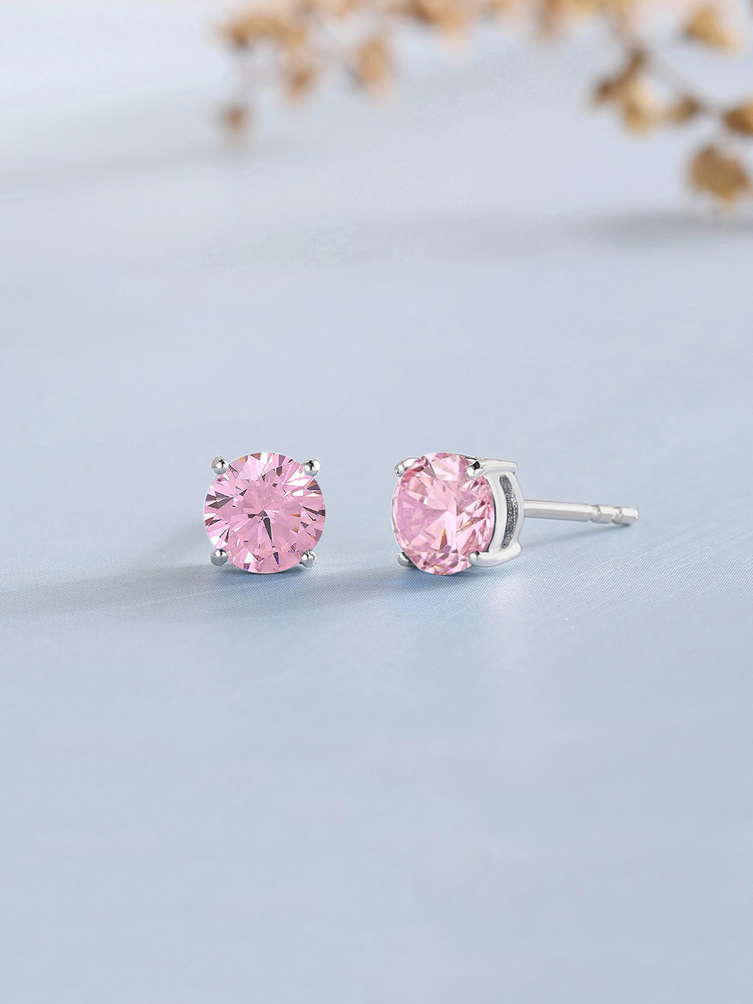 Ornate Jewels 925 Sterling Silver American Diamond Solitaire Stud Earrings