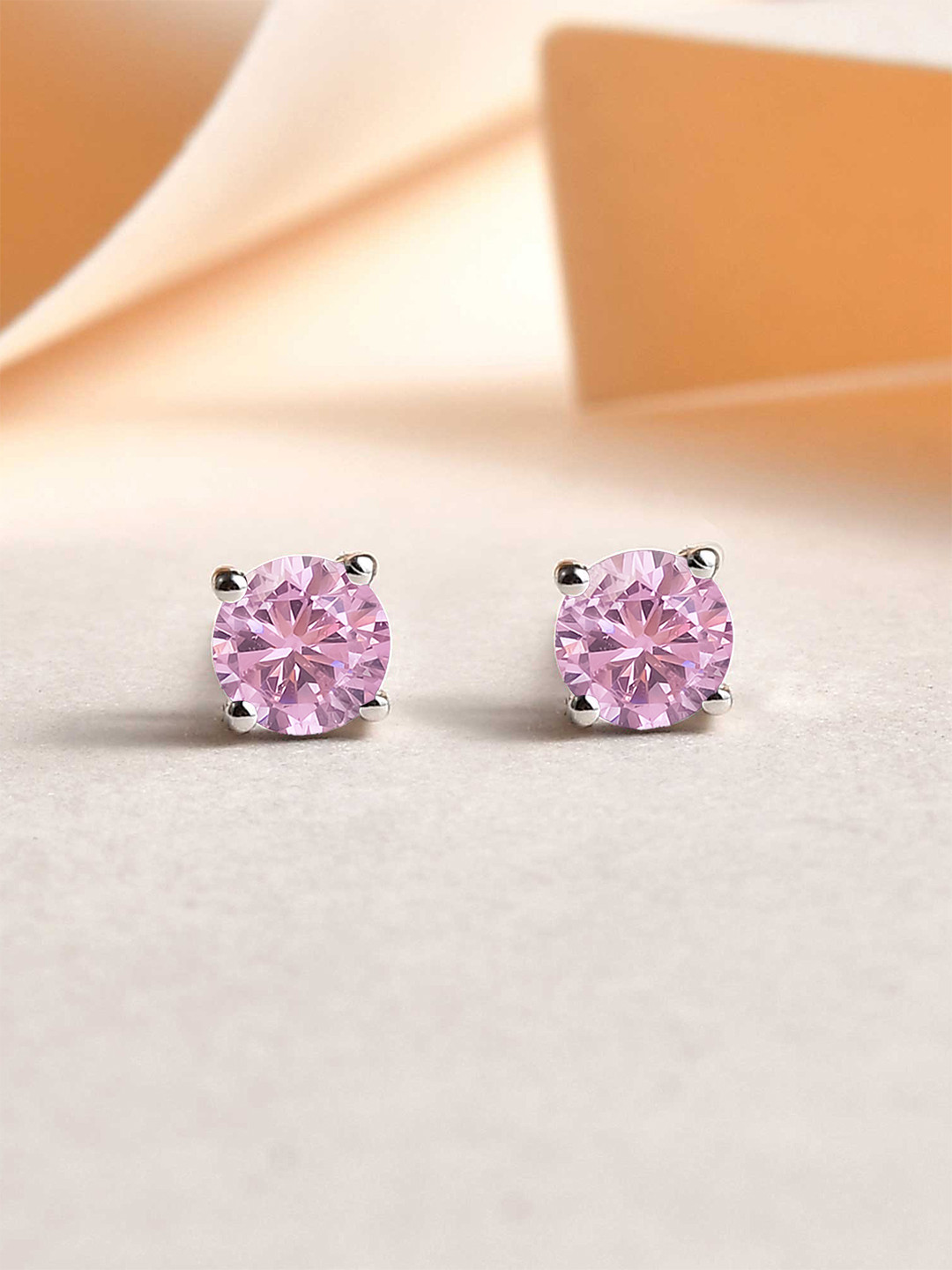Ornate Jewels 925 Sterling Silver American Diamond Solitaire Stud Earrings