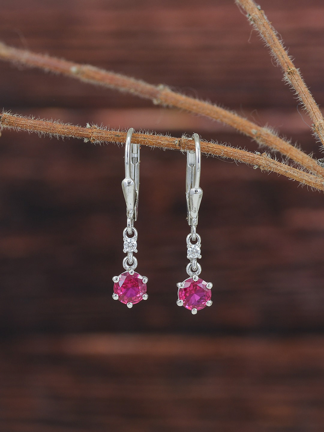 Ornate Jewels 925 Sterling Silver Ruby Solitaire Dangle Earrings