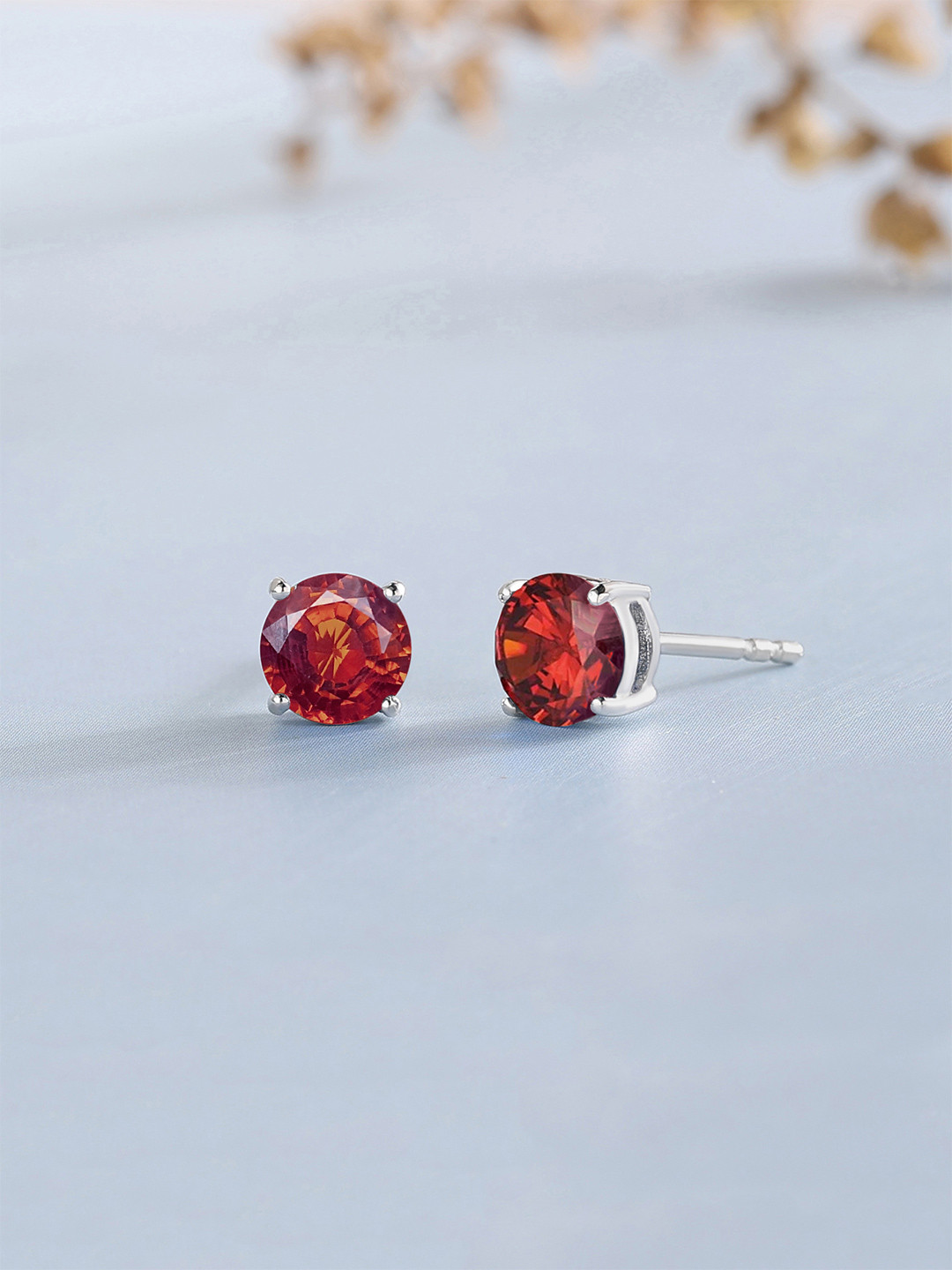 Ornate Jewels 925 Sterling Silver Garnet Solitaire Stud Earrings