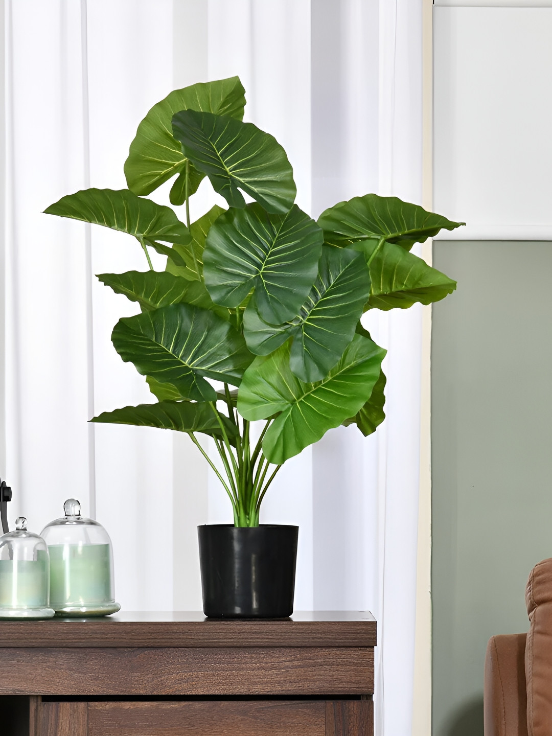 Home Bloom Green Rubber Artificial Plant With Pot