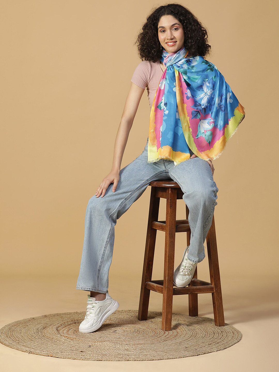 SHINGORA Floral Printed Modal Silk Stole