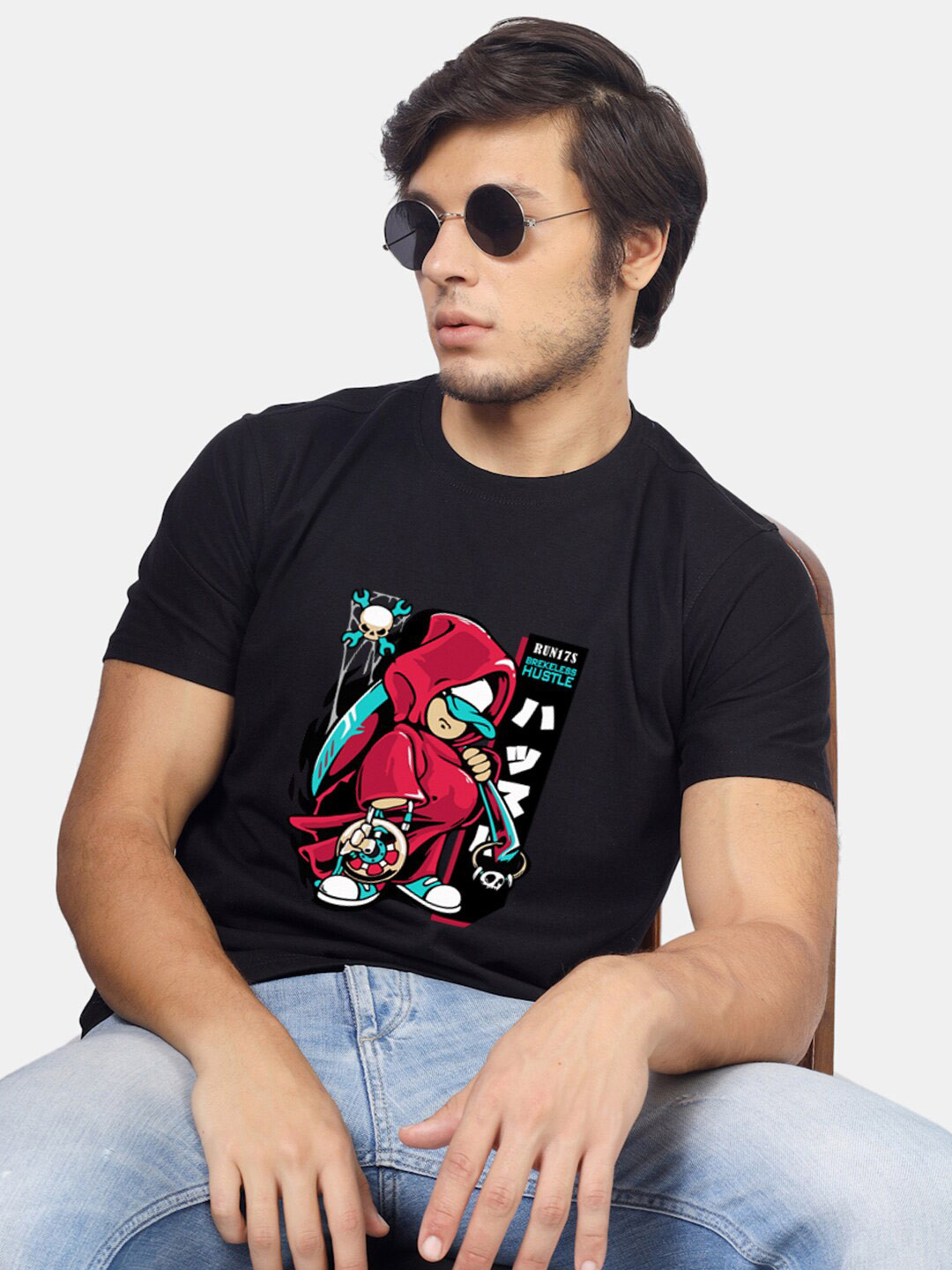 Greylongg Anime Printed Short Sleeves T-shirt