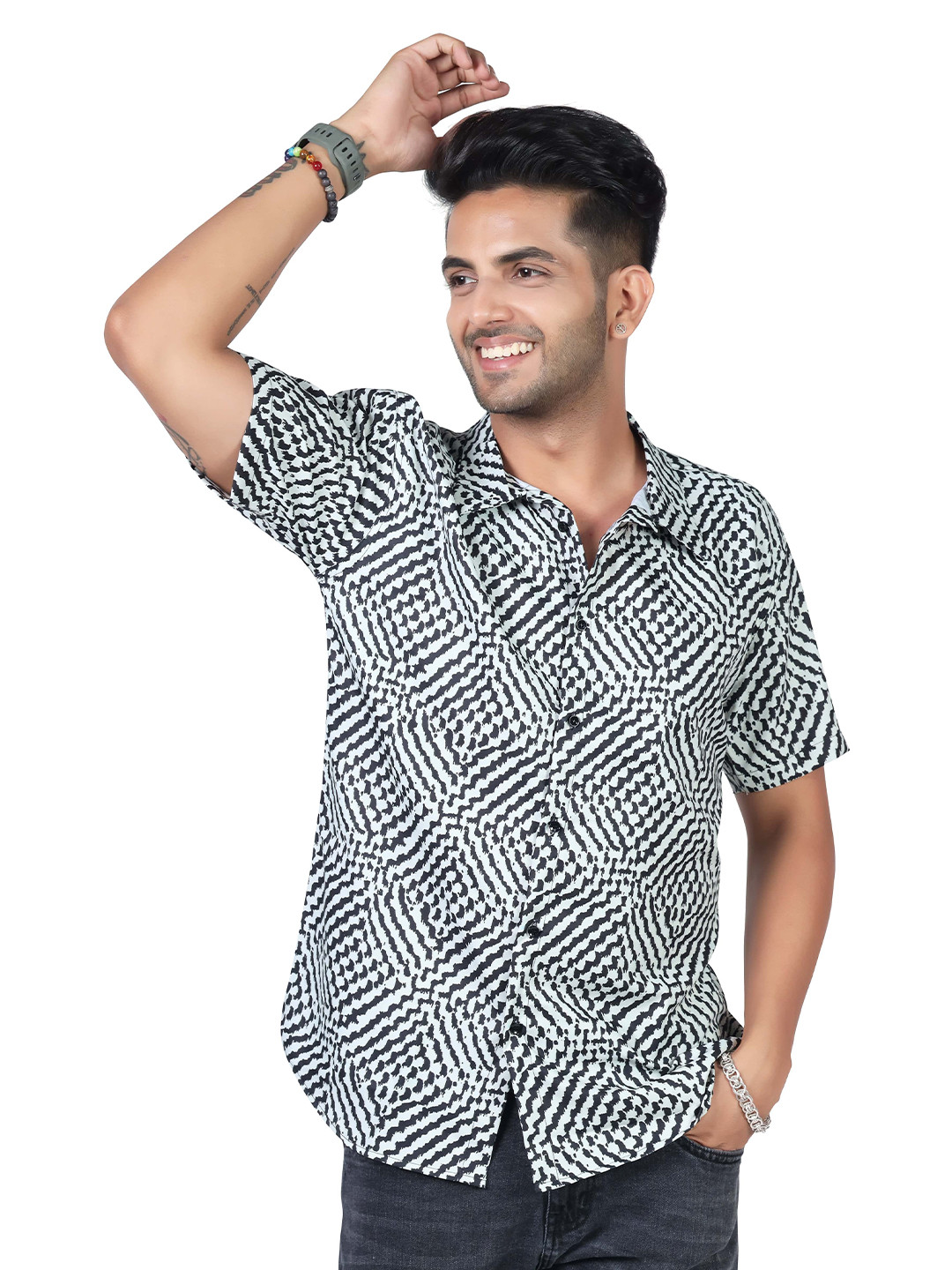 HARPITA Relaxed Geometric Printed Casual Shirt