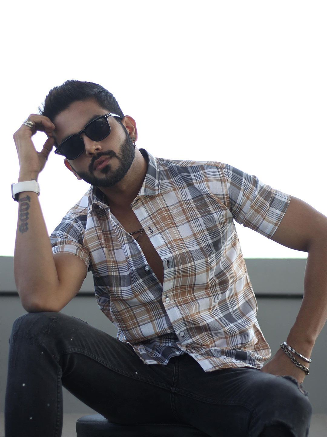 HARPITA Relaxed Tartan Checked Casual Shirt