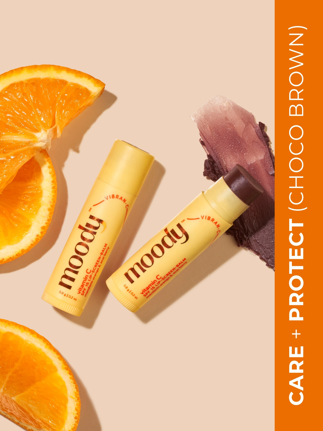 MOODY Vitamin C SPF 15 Tinted Lip Screen Balm With Mandarin Orange 5.8g - Choco Brown