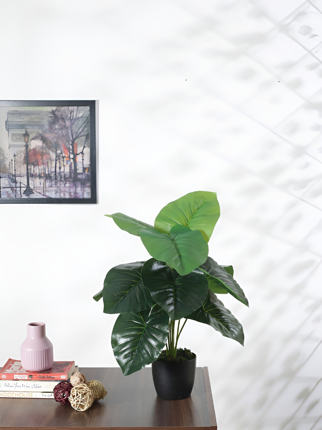 Home Bloom Green Rubber Artificial Plant With Pot