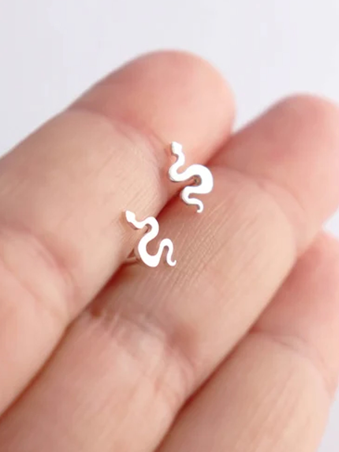 Goldnera 925 Sterling Silver-Plated Snake Shaped Studs Earrings