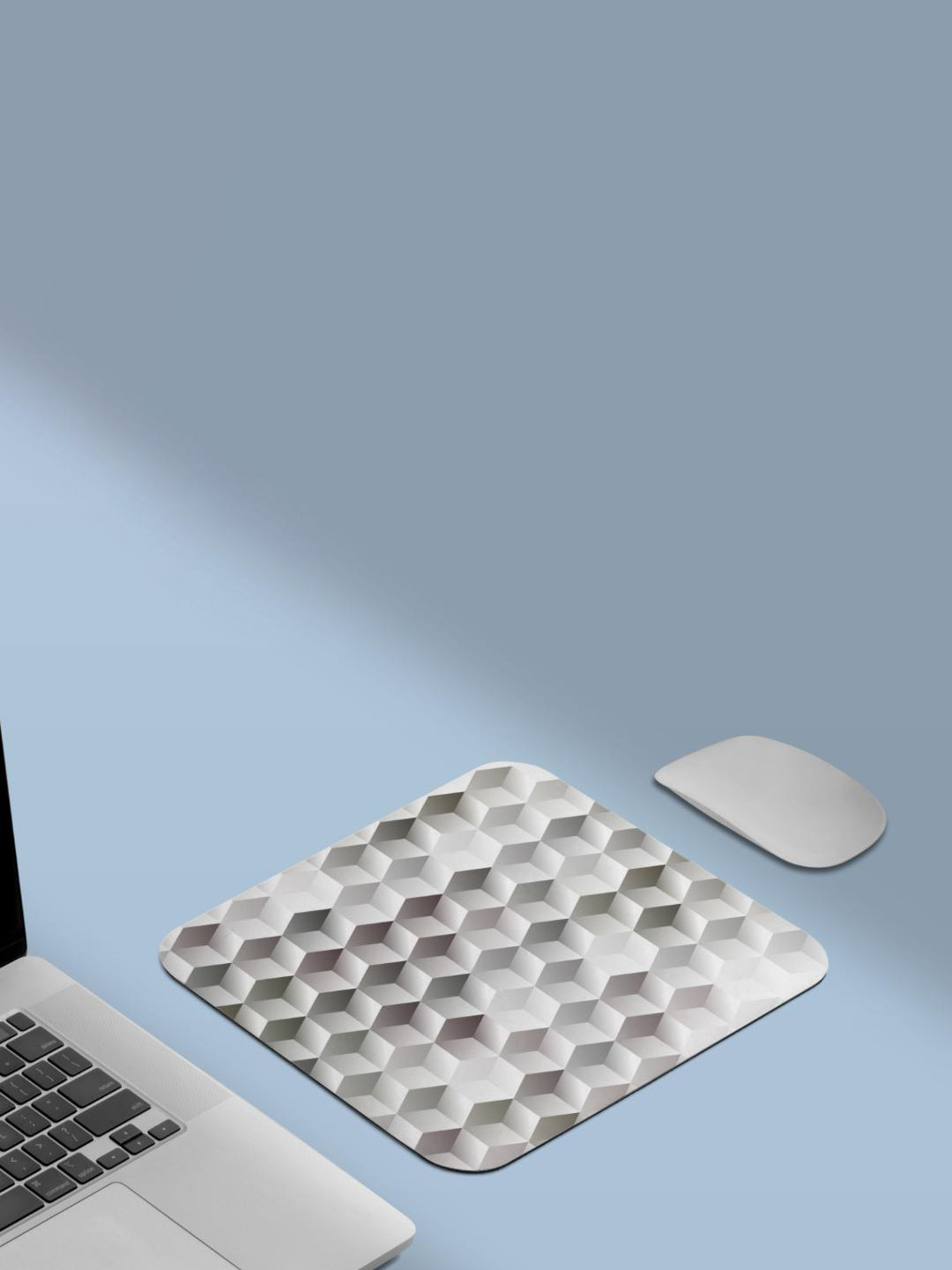 RISH White & Grey Printed Non-Slip-Resistant Rubber Mouse Pad