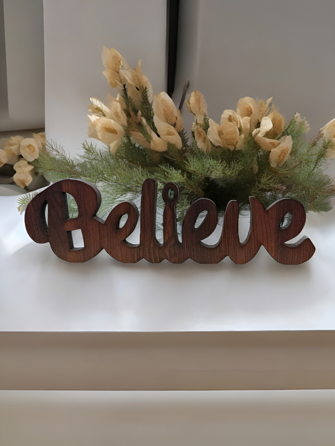 BS AMOR Brown Wood Believe Brown Table Decor
