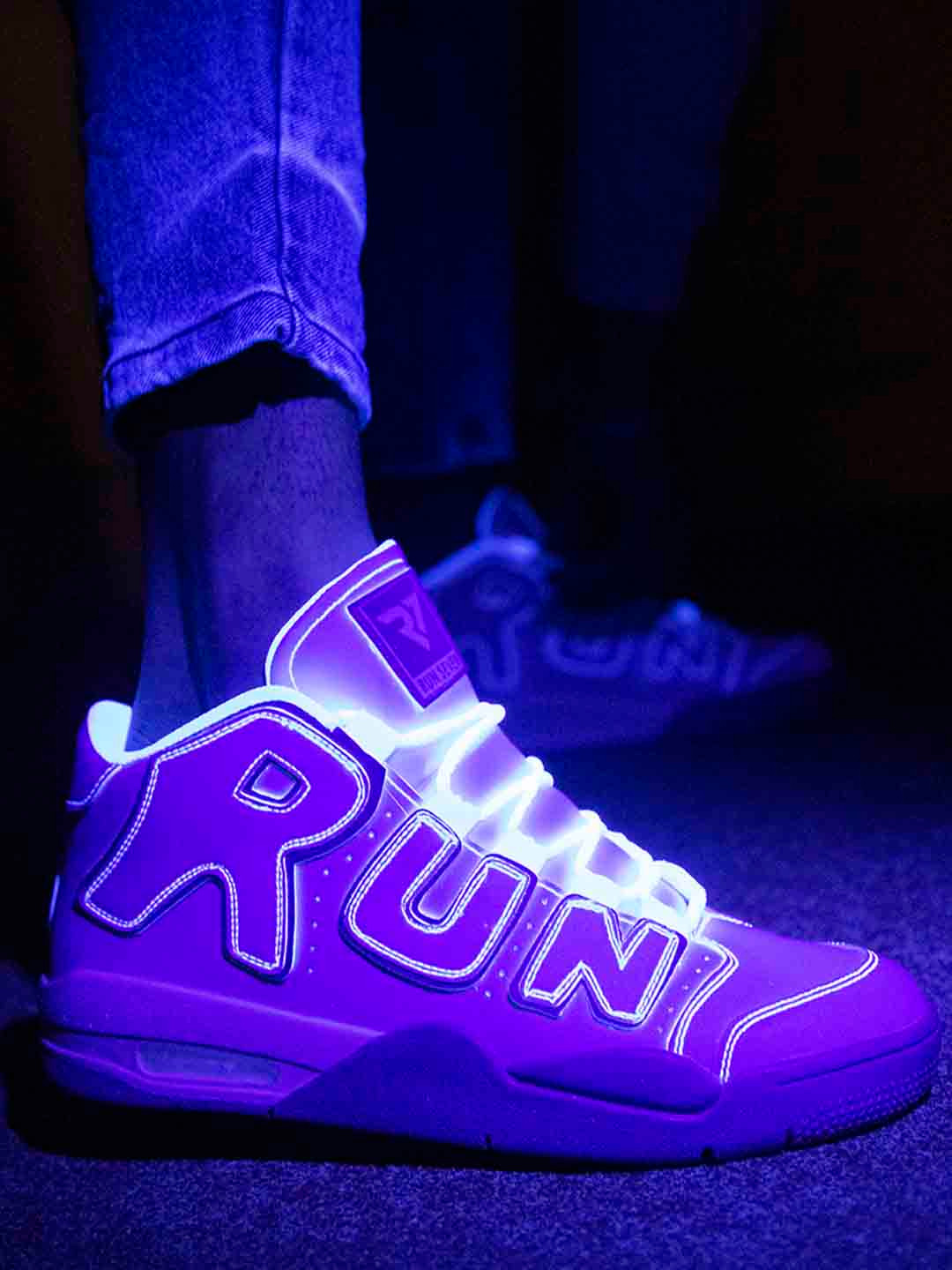 RUN SEVEN Men Printed Mid-Top Sneakers With Glow In Dark Detail