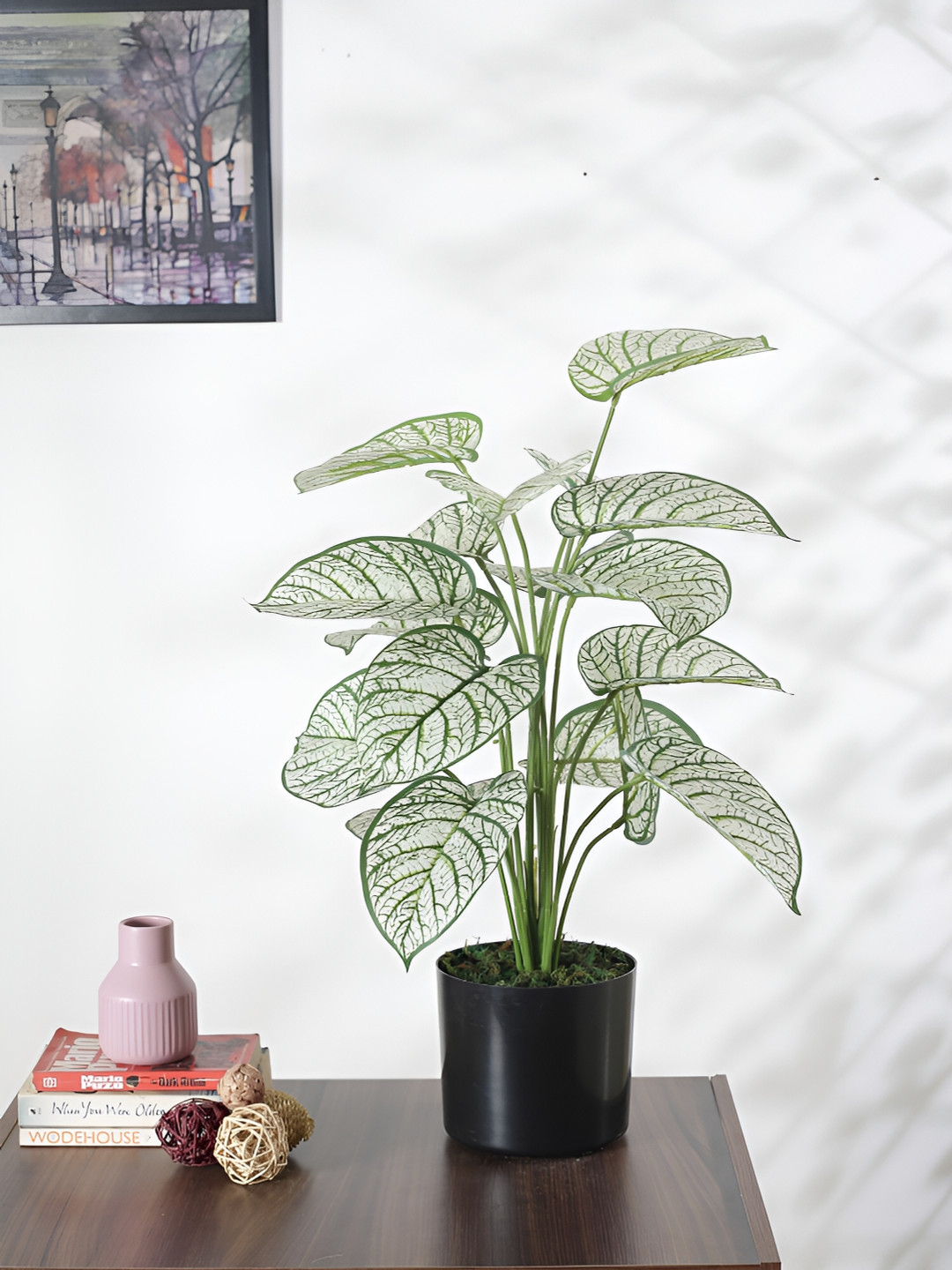 Home Bloom Green & White Palm Artificial Plant With Pot