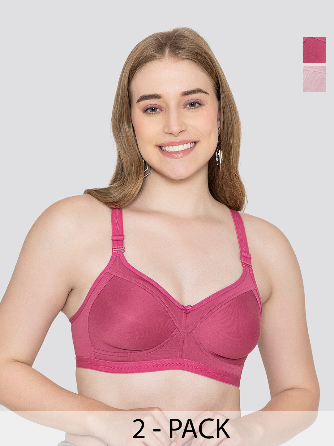MAASHIE Pack of 2 Full Coverage Seamless Everyday Bra BLSH-CR