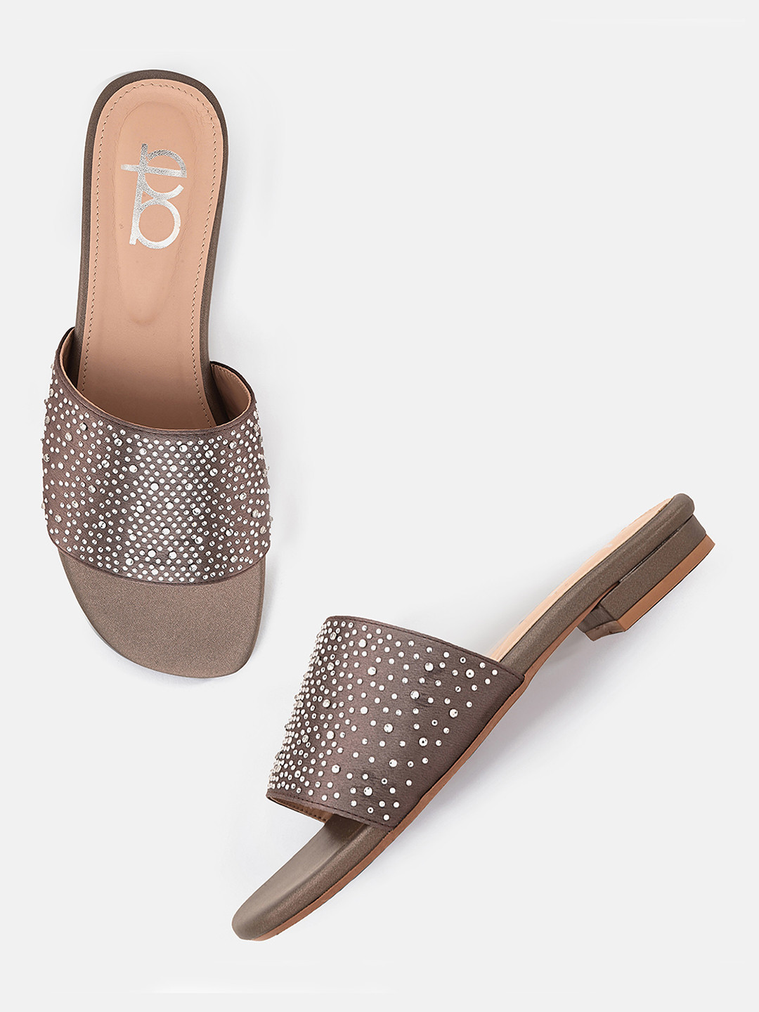 Elevato Women Rhinestone Open Toe Flats