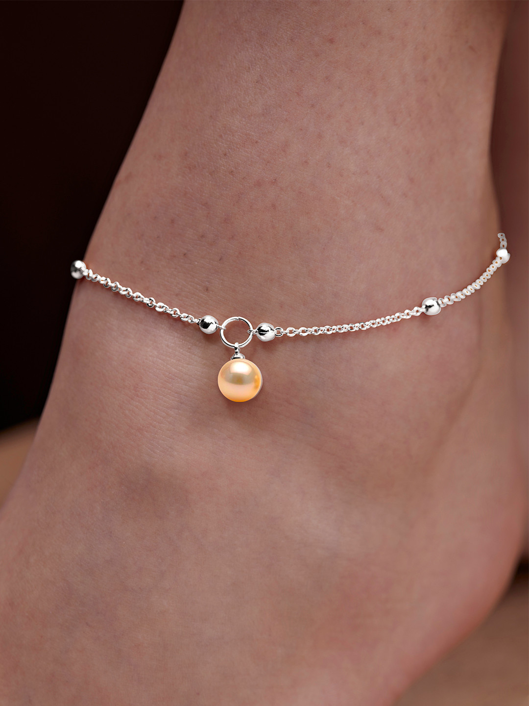 MINUTIAE Silver-Plated Artificial Stones and Beads Anklet