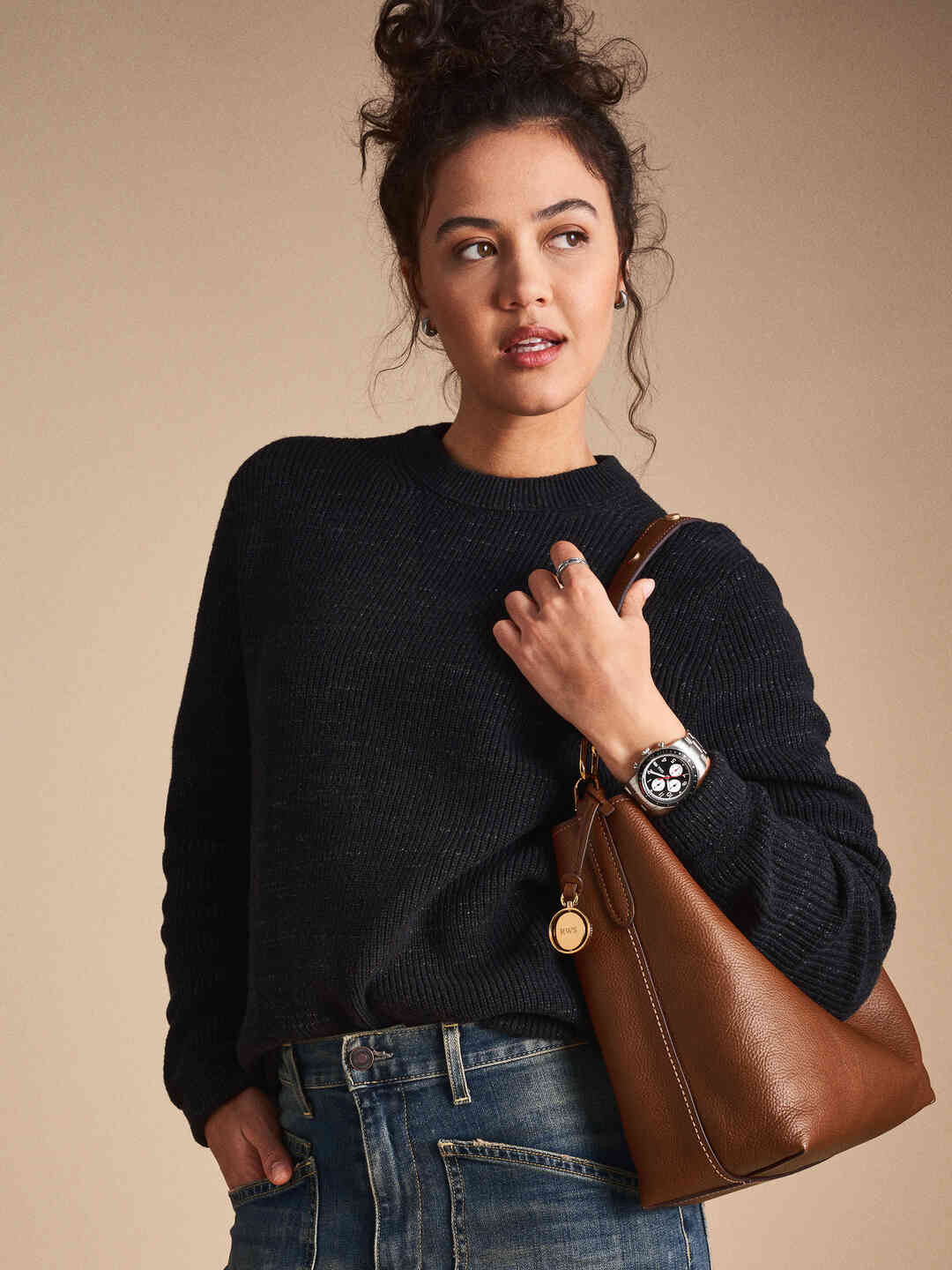 Fossil Jessie Textured Leather Structured Shoulder Bag