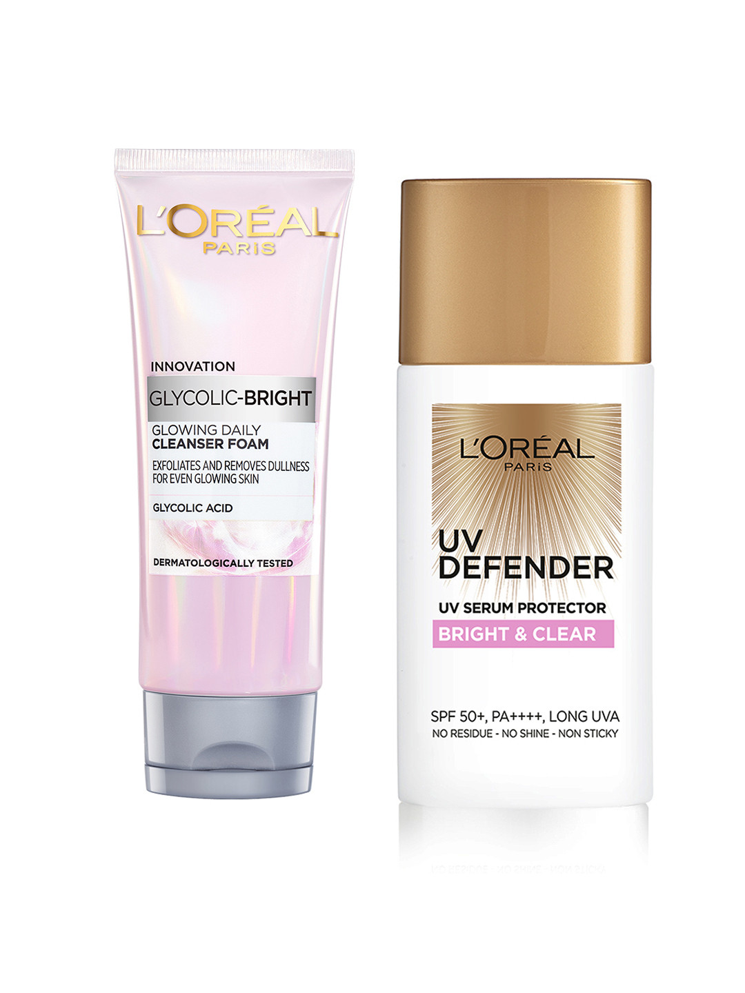 LOreal Paris Set of UV Defender Serum Protector Sunscreen + Innovation Daily Cleanser Foam