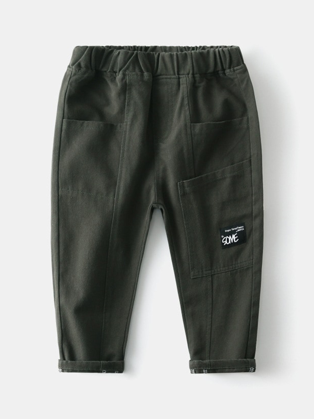 StyleCast Boys Olive Green Cotton Mid-Rise Cotton Joggers