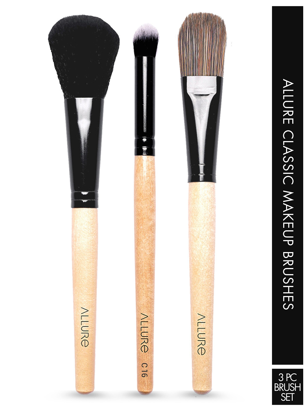 ALLURE Classic Set Of 3 Brushes For Foundation, Concealer & Blush
