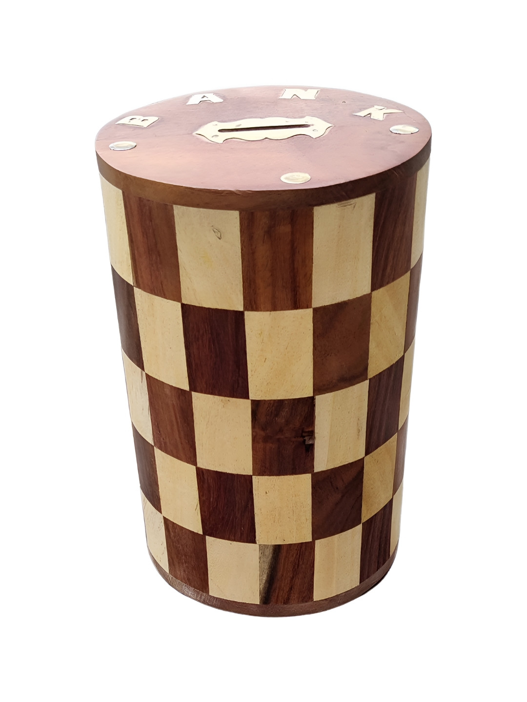 SANKALAN CREATIONS The All Chess Desined Piggy Bank Brown Wood Natural Living Room Medium Showpiece - 5.1 Inches