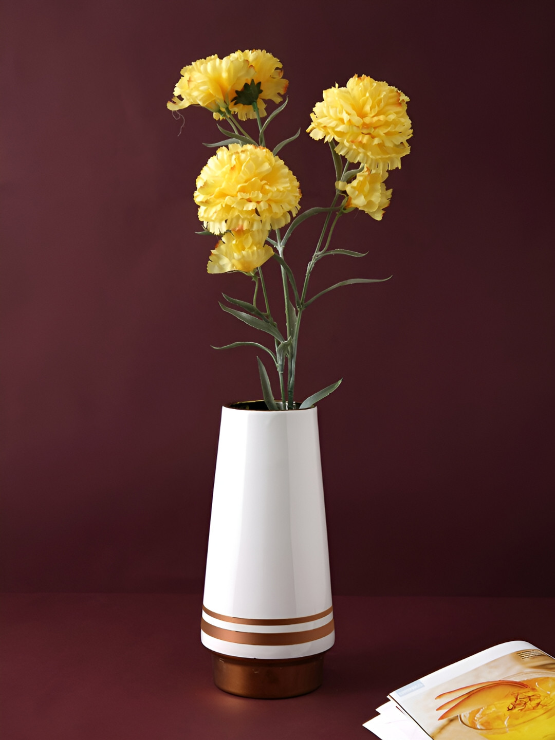 Aura White & Gold toned Ceramic Flower Vase