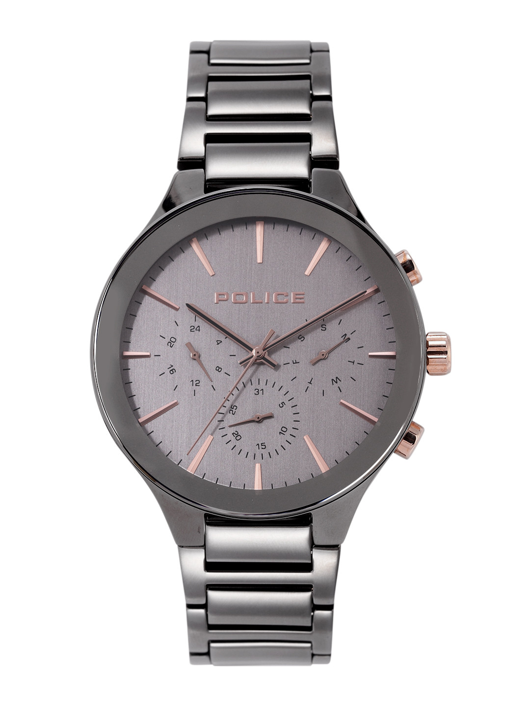 Police Men Leather Bracelet Style Analogue Watch NEPL15936JSGY13M-black