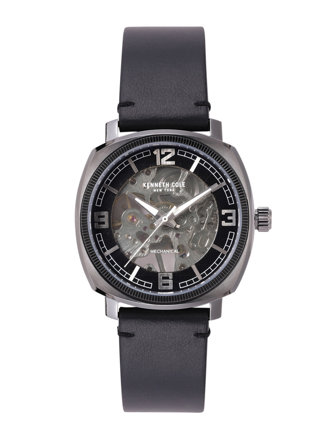 Kenneth Cole Men Skeleton Leather Analogue Watch KCWGE0020703MN-Black
