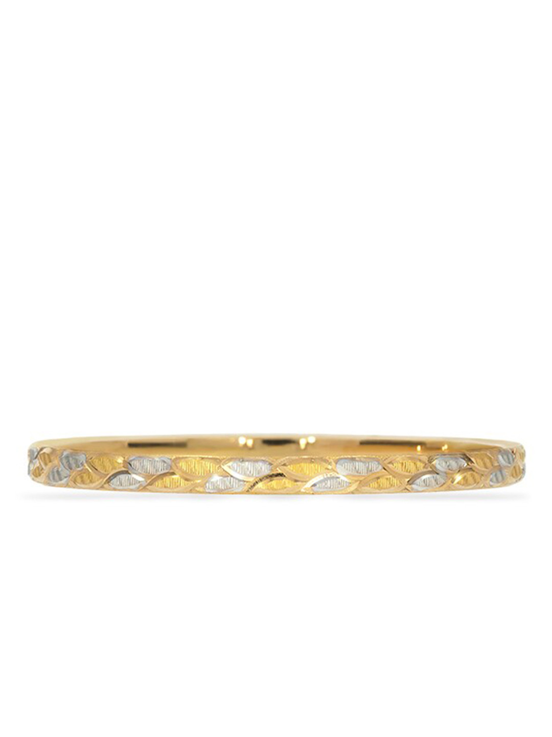 BHIMA Jewels 22K Hallmark 916 Purity Yellow Gold Kids Rhodium Leaf Cut Bangle