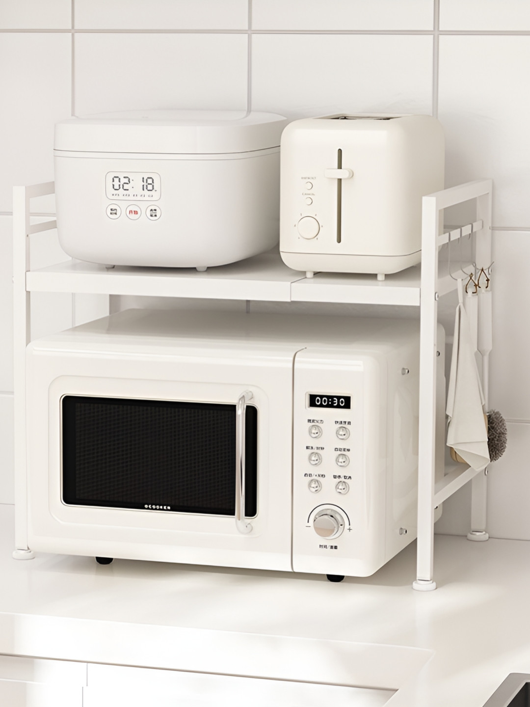 Arhat Organizers White Regular Microwave Stand Organiser