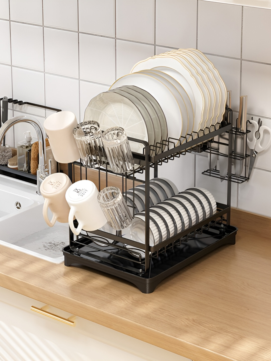 Arhat Organizers Black Regular Dish Drainer Organiser