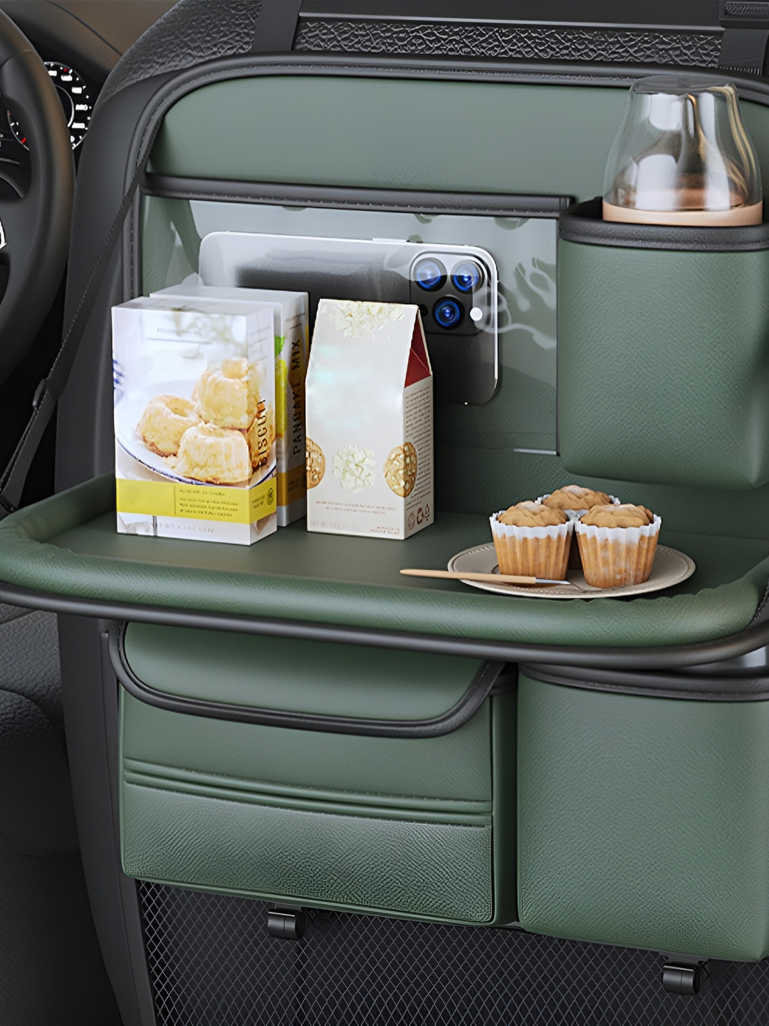 Arhat Organizers Grey Regular Car Back Seat Organizer With Tray