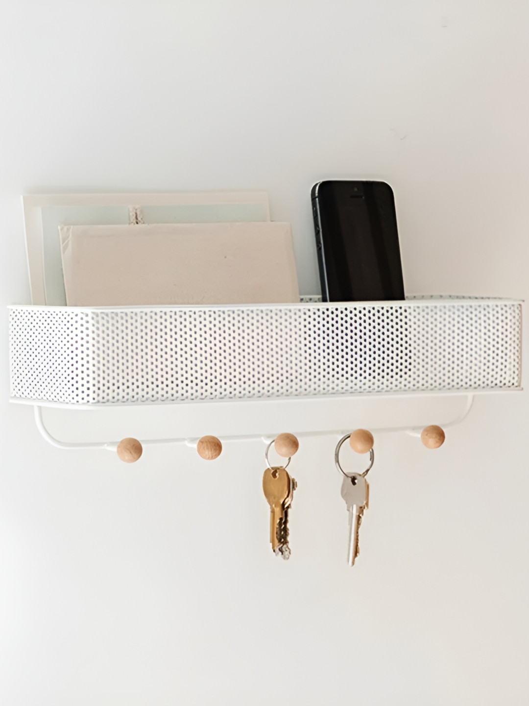 Arhat Organizers White Wall Mounted Rack With Key Holder