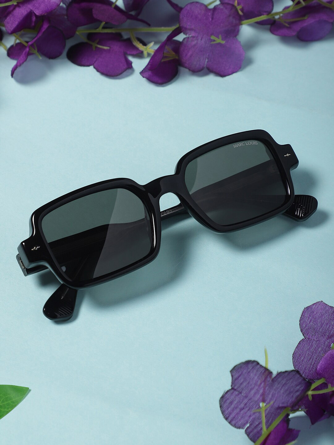 MARC LOUIS Unisex Square Sunglasses with UV Protected Lens ML 669803 C01 Black SG