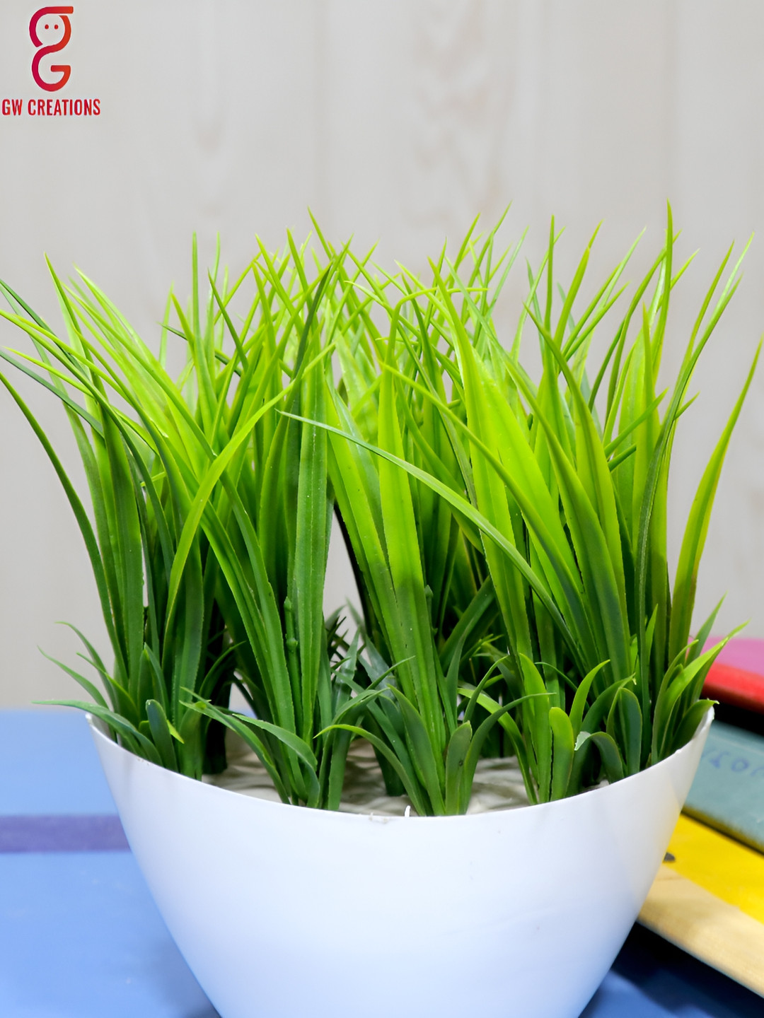 GW CREATIONS Green Daisy Artificial Flower With Pot