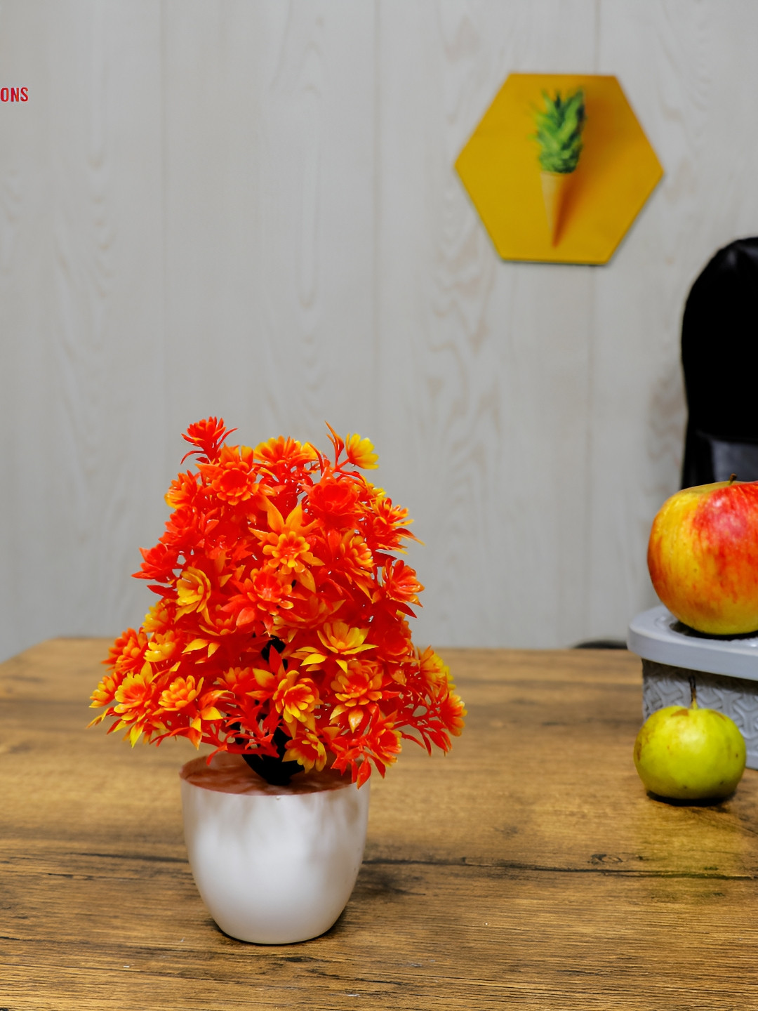 GW CREATIONS Orange Daisy Artificial Flower With Pot