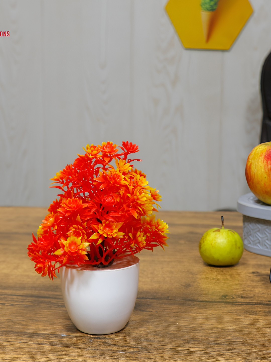 GW CREATIONS Orange Daisy Artificial Flower With Pot