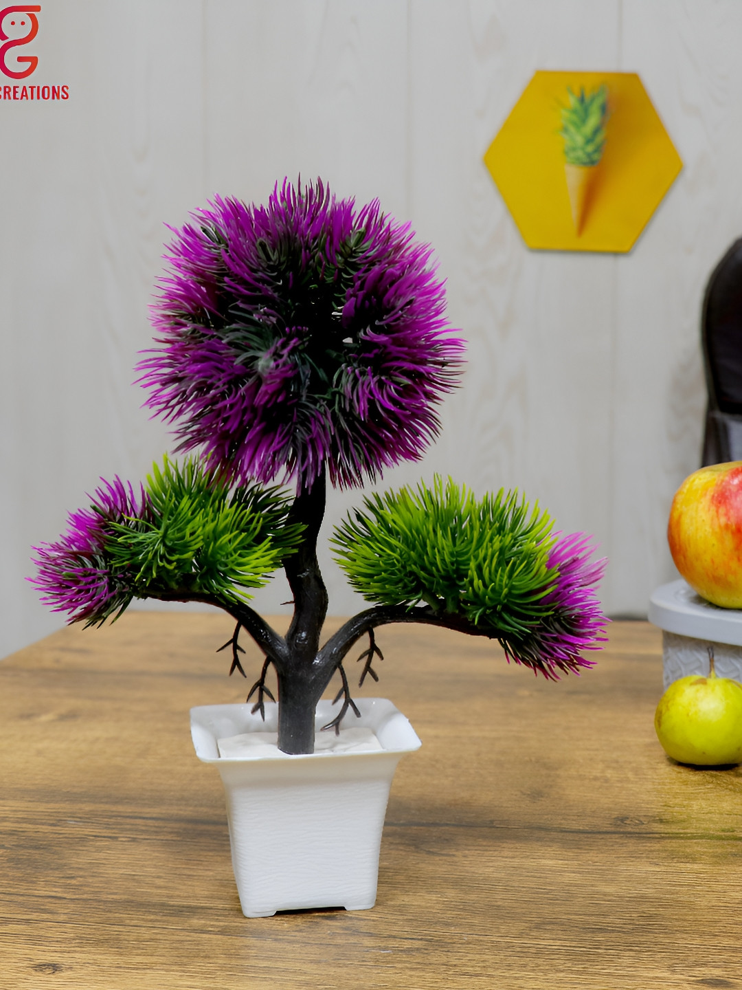 GW CREATIONS Purple Daisy Artificial Flower With Pot