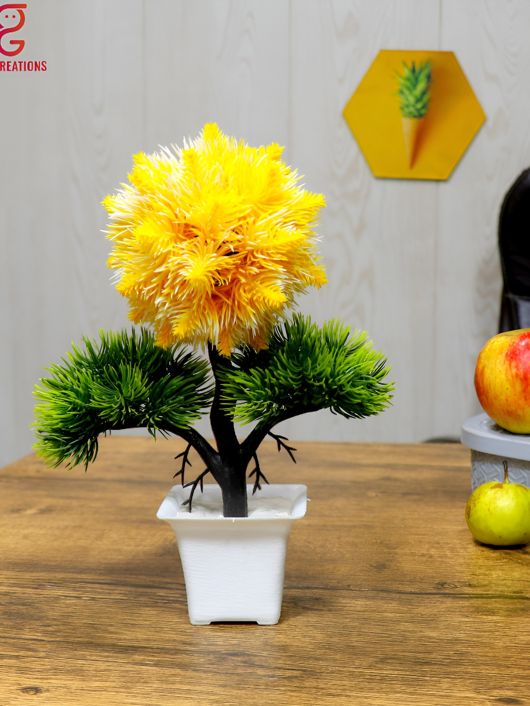 GW CREATIONS Yellow Daisy Artificial Flower With Pot