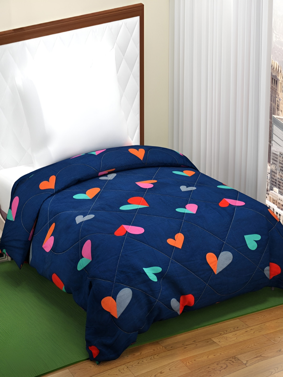RRC Blue Floral AC Room 210 GSM Single Bed Comforter