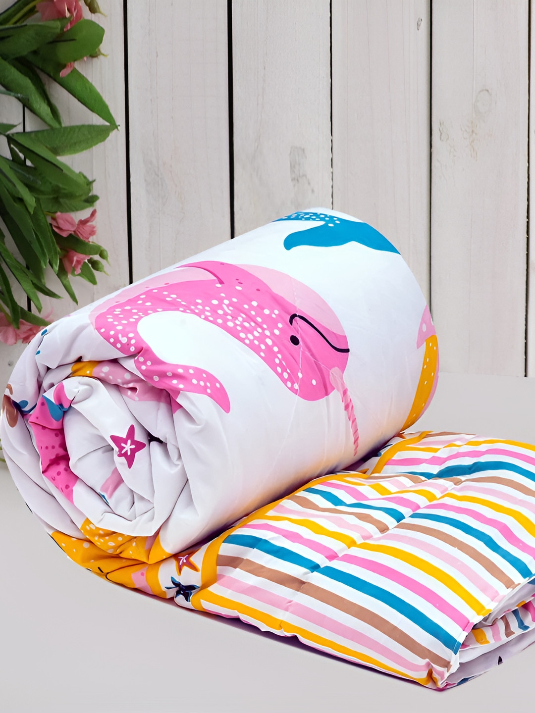 RRC White Cartoon Characters AC Room 210 GSM Single Bed Comforter