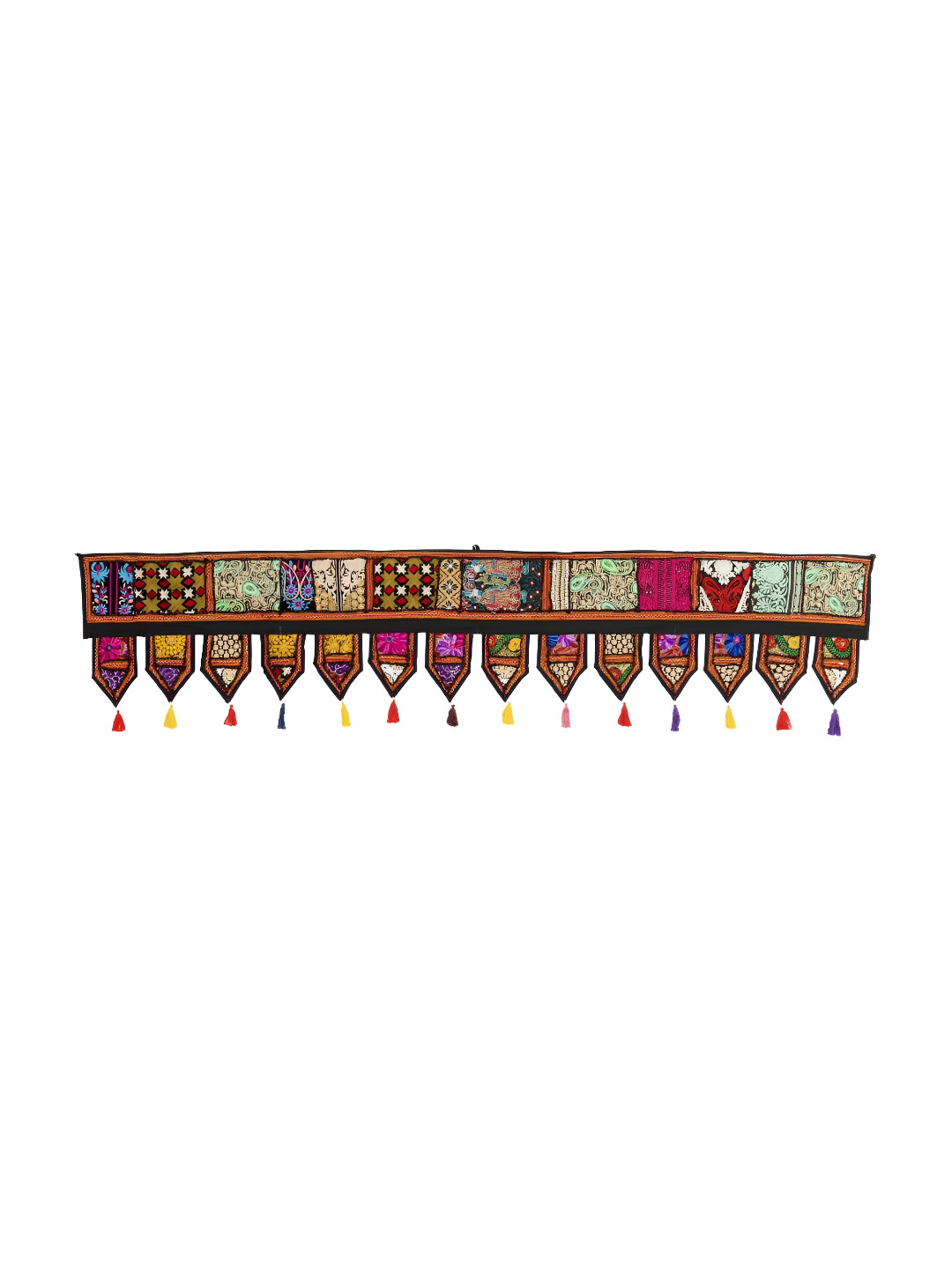 HANDICRAFT PALACE Black & Red Patchwork Embroidered Hanging Toran